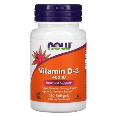 Витамины NOW Vitamin D 400 IU 180 капсул